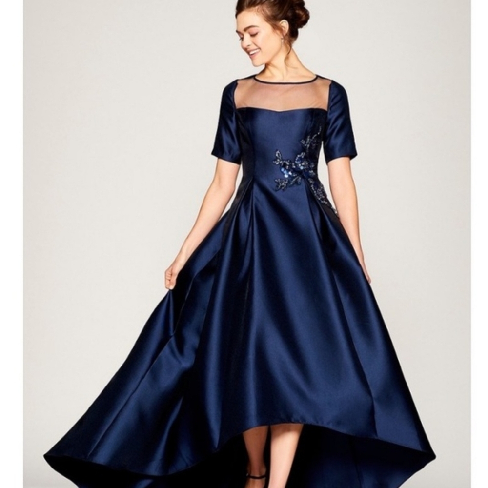 Adrianna Papell Dress 16 Formal Mother of Bride Wedding Evening Gown Navy $278
